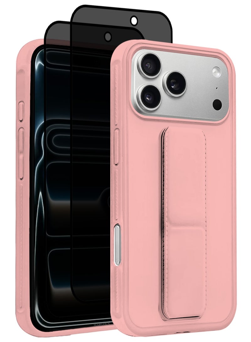 CATANES 3 Packs Premium PU Leather Case for iPhone 17 Pro Max with Stand Function Shockproof and Anti Scratch Finger Grip with Two Privacy Screen Protector - Image 1