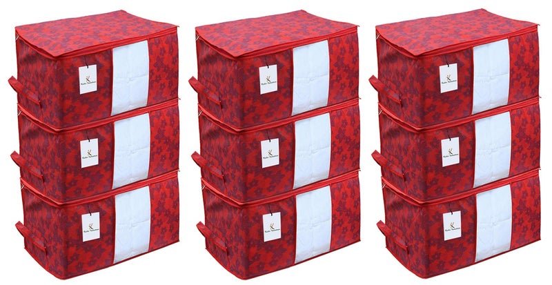 Kuber Industries Underbed Storage Bag Storage Organiser Blanket Cover Set of 9 Maroon Extra Large Size CTKUBM23 - Image 1