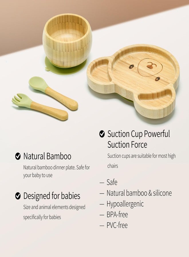 Imagination Junction Bamboo Suction Plates Bowls Setfor Baby Toddler Divided Platter Food bowl with Silicone Fork & Spoon All-Natural Baby Feeding Set, Kids Feeding Essentials - Image 5