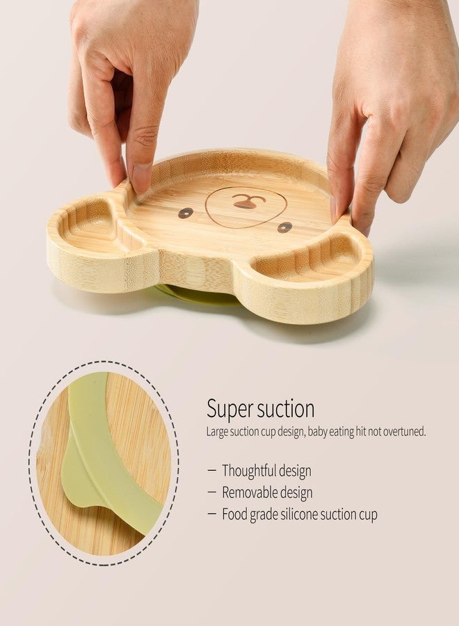 Imagination Junction Bamboo Suction Plates Bowls Setfor Baby Toddler Divided Platter Food bowl with Silicone Fork & Spoon All-Natural Baby Feeding Set, Kids Feeding Essentials - Image 4