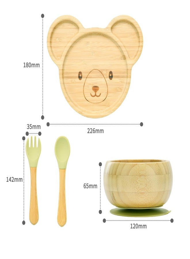 Imagination Junction Bamboo Suction Plates Bowls Setfor Baby Toddler Divided Platter Food bowl with Silicone Fork & Spoon All-Natural Baby Feeding Set, Kids Feeding Essentials - Image 2