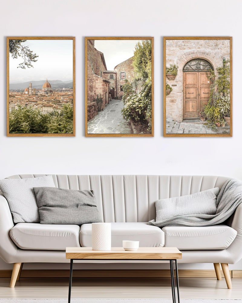 UPWOIGH Large Framed Canvas Wall Art, Set of 3 Italy Florence Travel Decor, 16x24in minimalist Natural Cotton Posters with Architecture, Tuscany Countryside, Farmhouse Aesthetic for Living Room,Office - Image 2