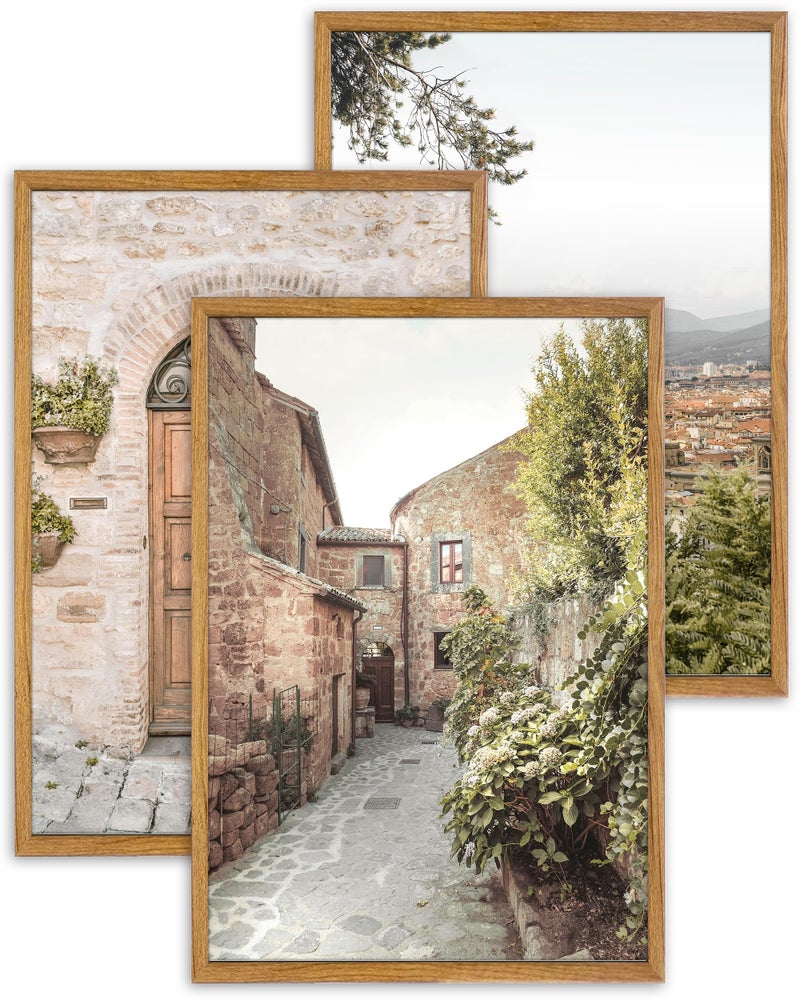 UPWOIGH Large Framed Canvas Wall Art, Set of 3 Italy Florence Travel Decor, 16x24in minimalist Natural Cotton Posters with Architecture, Tuscany Countryside, Farmhouse Aesthetic for Living Room,Office - Image 1