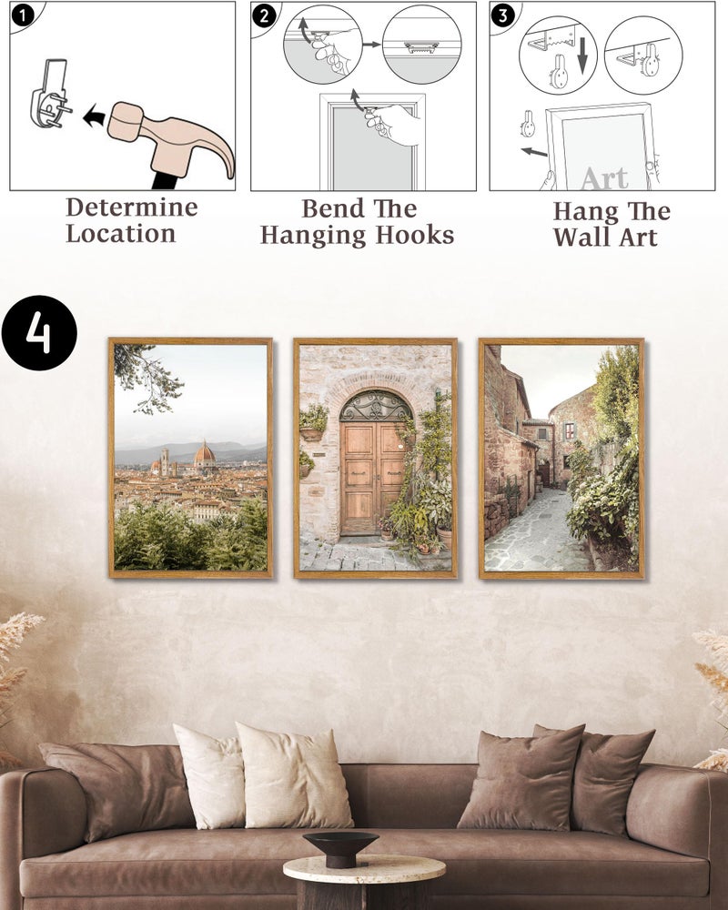 UPWOIGH Large Framed Canvas Wall Art, Set of 3 Italy Florence Travel Decor, 16x24in minimalist Natural Cotton Posters with Architecture, Tuscany Countryside, Farmhouse Aesthetic for Living Room,Office - Image 5