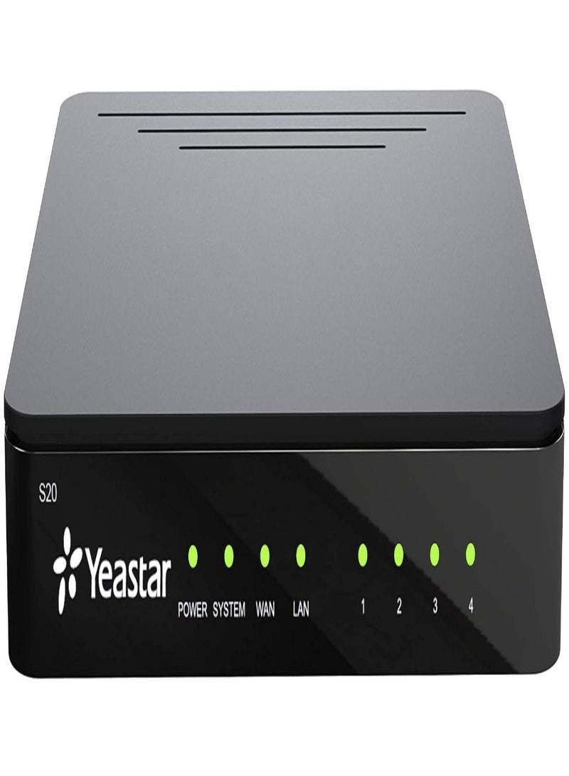 Yeastar S20 VoIP PBX Phone System for Small Businesses, 20 Users, Black
