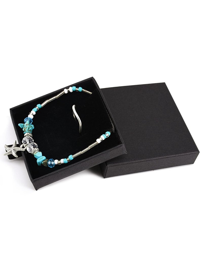 Excefore Jewelry Box, 2pcs Jewelry Gift Packaging Bracelet Cardboard Square Black Kraft Boxes for Necklace Ring Pendant Storage - Image 2