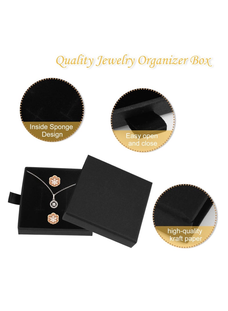 Excefore Jewelry Box, 2pcs Jewelry Gift Packaging Bracelet Cardboard Square Black Kraft Boxes for Necklace Ring Pendant Storage - Image 3