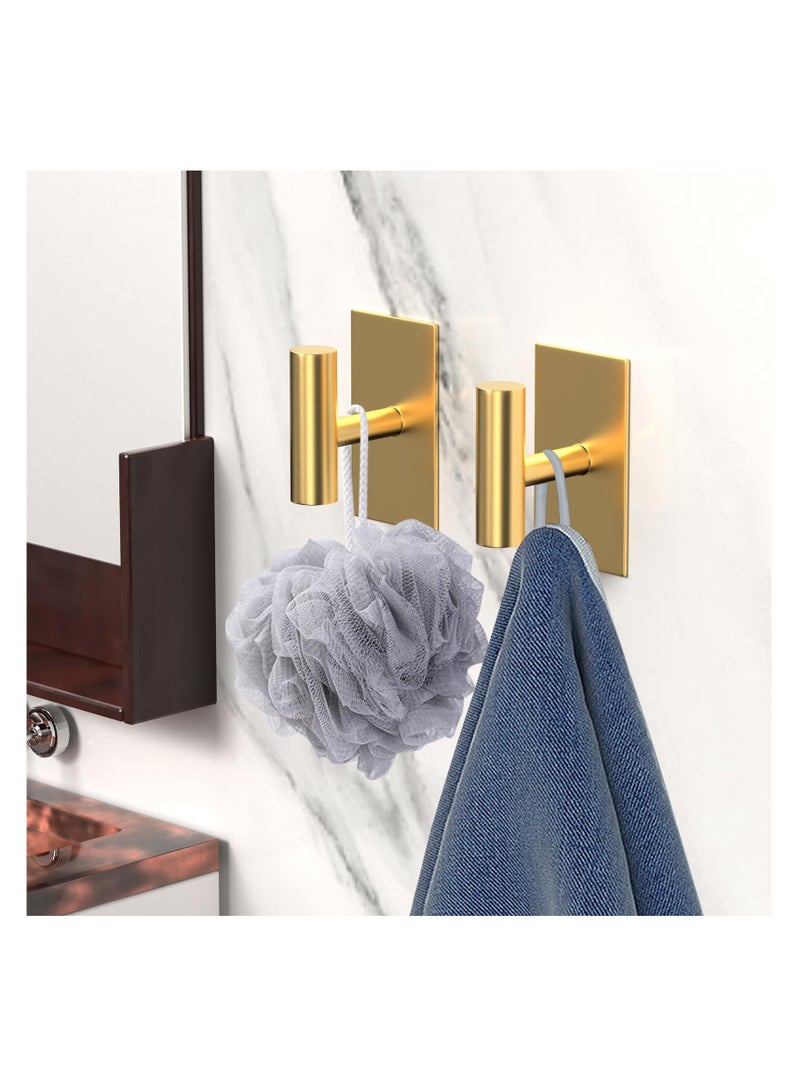 SYOSI Adhesive Hooks, 4 Pcs Heavy Duty Wall Stainless Steel Door Hooks for Hanging Coat, Hat, Towel, Robe, Key, Clothes, Closet Hook Wall Mount(Gold)  - Image 5