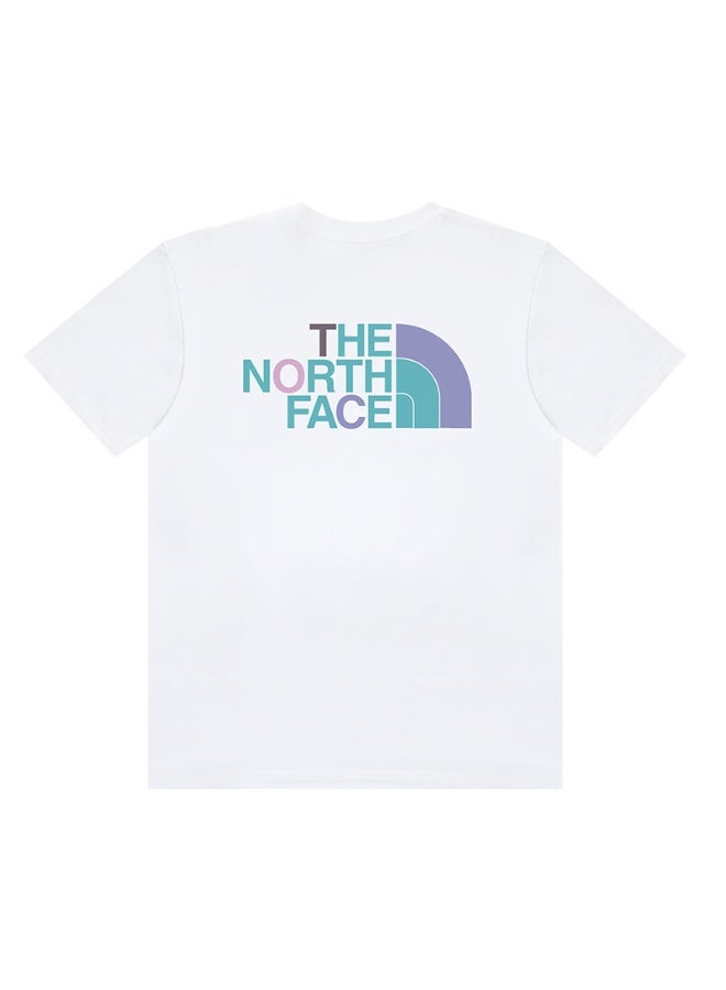 The North Face Basic White T-Shirt with Multicolor Logo Print Size 2XL - Image 1