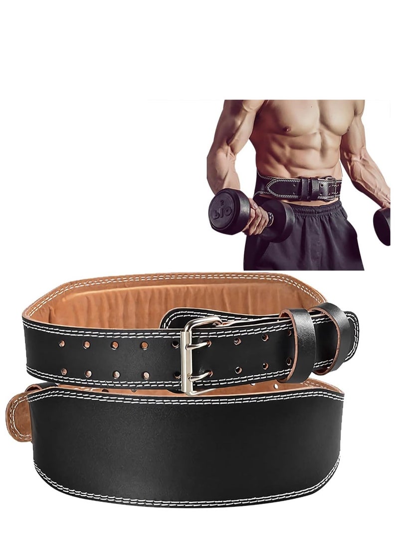 KIIUMI Weight Lifting Belt Powerlifting Belt Leather Workout Gym Belt with Adjustable Buckle & Pad Heavy Duty Deadlift Lumbar Back Support Squats Muscle Power Functional Support Weight Belt for Men Women，M（105cm） - Image 1
