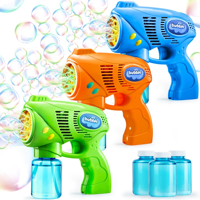 JOYIN 3 Bubble Guns Kit with 3 Solutions for Kids Bubble Blaster for Summer Toy Party Favors Birthday Outdoor Indoor Activity Birthday Gift - Image 2