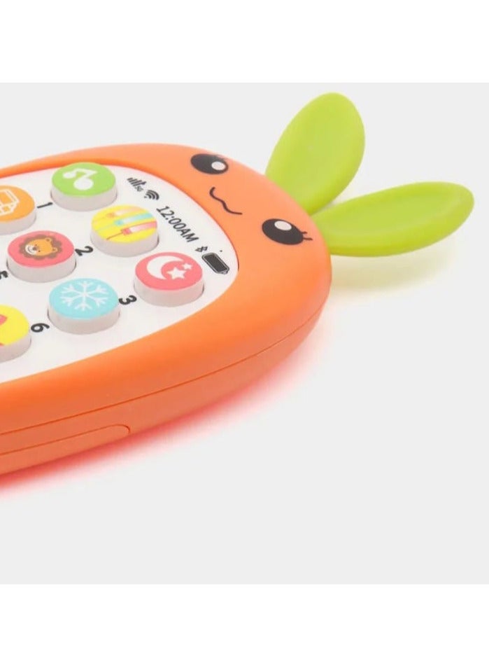لعبة هاتف موسيقى للأطفال مع هاتف محاكاة عضاضة للرضع لعبة تعليمية مبكرة للأطفال بتصميم أرنب(برتقالي) - Image 3