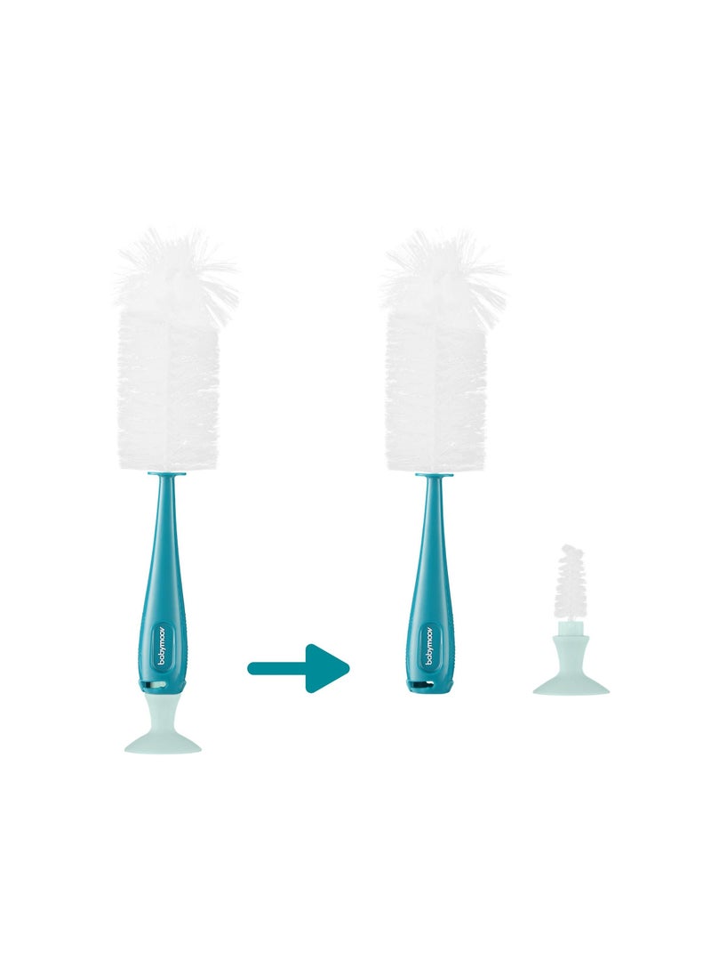 babymoov 2In1 Bottle Brush, Easy Cleaning Baby Bottles And Teats, Universal Size, Hygienic, Vertical Dry Feature, Prevents Bacteria Build Up, Baby Feeding Nipple Brush, Blue  - Image 2