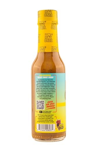 Hot Ones Los Calientes Verde Hot Sauce Made With Natural Ingredients & Fiery Flavors From Green Serrano Peppers, Orange Habanero & Apricot, 5 fl oz Bottles (1-Pack) - Image 3