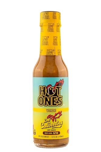 Hot Ones Los Calientes Verde Hot Sauce Made With Natural Ingredients & Fiery Flavors From Green Serrano Peppers, Orange Habanero & Apricot, 5 fl oz Bottles (1-Pack) - Image 1