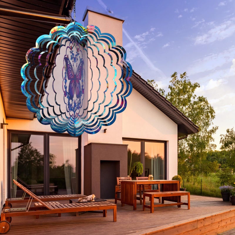 Cawalap Wind Spinners Outdoor Butterfly -Birthday Gifts for Women Mom, Hanging Wind Sculptures Wind Spinners, 12 inch 3D Wind Spinner for Garden Decor for Outside, Garden, Patio, Yard - Image 5