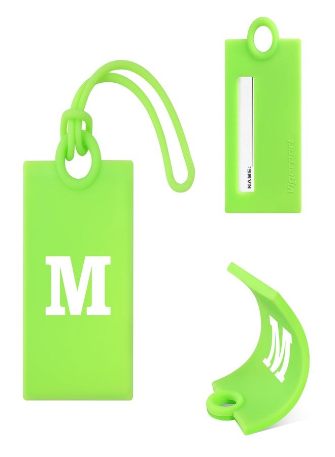 Vigorport Initial Luggage Tags for Suitcase, 3 Pack Bright Silicone Bendable Tags with Privacy Name Card for Travel Sports Easy Identification(Letter M) - Image 1