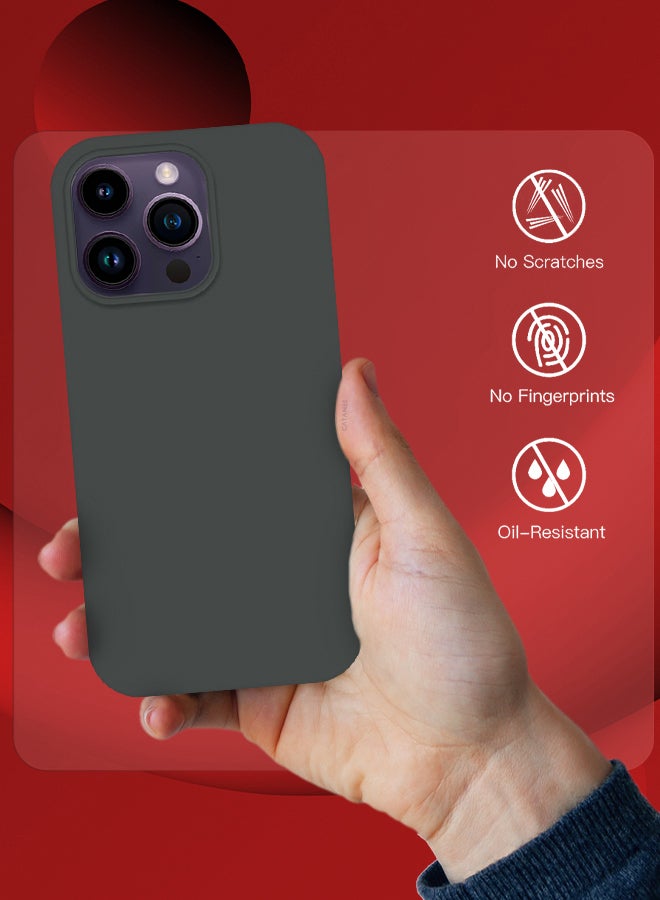 CATANES iPhone 14 Pro Case Silicone Case Full Body Protective Cover Shockproof Slim Phone Case Anti-Scratch Soft Microfiber Lining Grey - Image 4