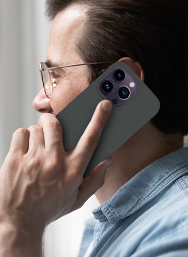 CATANES iPhone 14 Pro Case Silicone Case Full Body Protective Cover Shockproof Slim Phone Case Anti-Scratch Soft Microfiber Lining Grey - Image 5