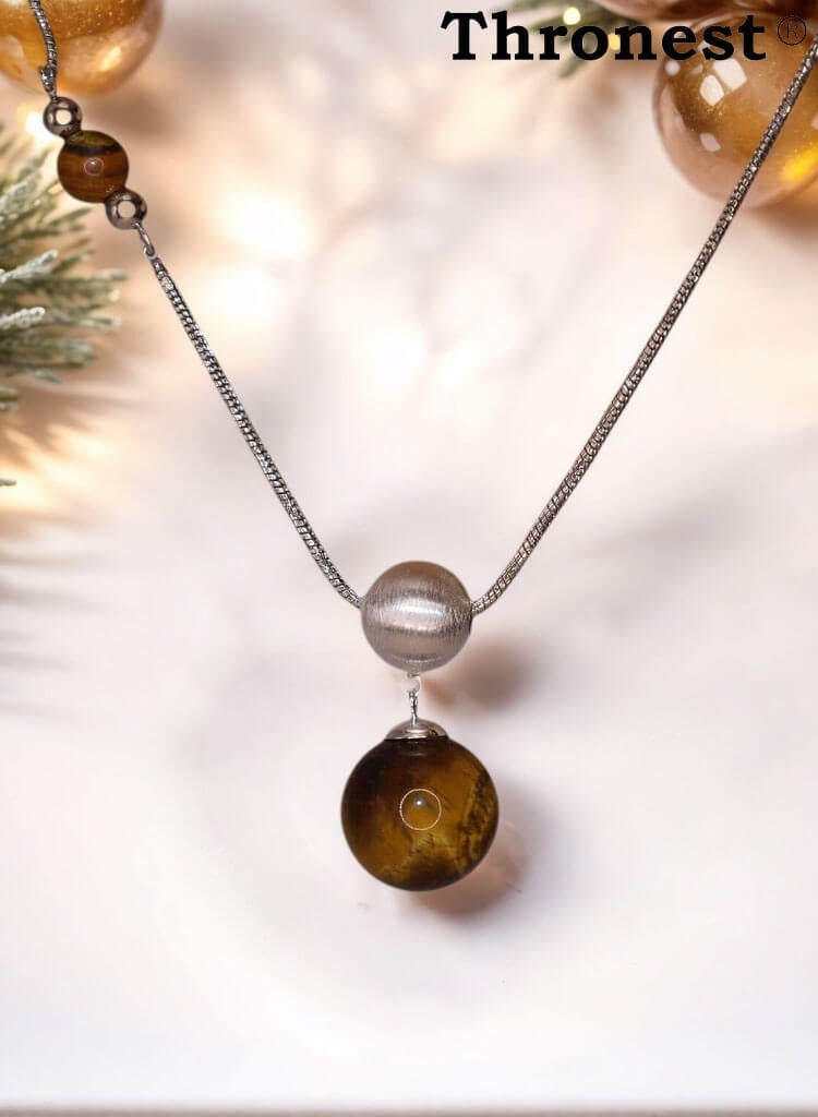 عرش قلادة عين النمر من الفضة عيار 925 فضة مع أحجار طبيعية واقية، هدايا يومية مثالية - Image 4