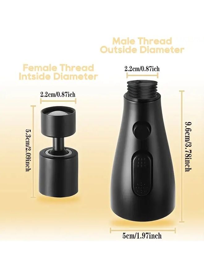 Rotating Kitchen Faucet Extender With Splash Proof Booster Nozzle Silvery Metal Adapter - Image 4