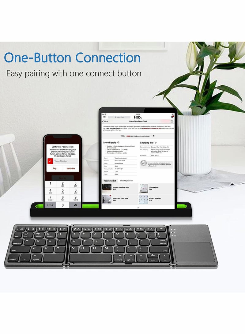 Foldable Bluetooth Keyboard, Wireless Keyboard with Touchpad