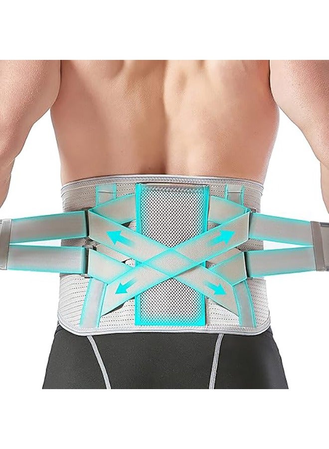 دعم الظهر لتخفيف آلام أسفل الظهر - دعم الظهر حزام للرجال والنساء ، وانخفاض دعم الظهر نتوء القرص ، عرق النسا . انفصال الدعم ، وانخفاض الدعم الخلفي ( كبير ، رمادي ) - Image 1