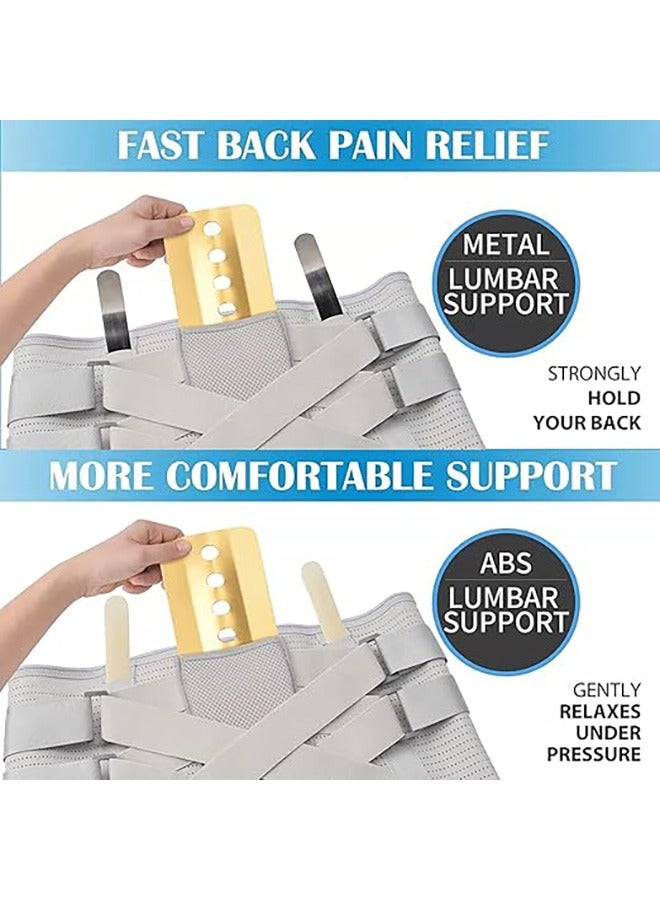 دعم الظهر لتخفيف آلام أسفل الظهر - دعم الظهر حزام للرجال والنساء ، وانخفاض دعم الظهر نتوء القرص ، عرق النسا . انفصال الدعم ، وانخفاض الدعم الخلفي ( كبير ، رمادي ) - Image 2