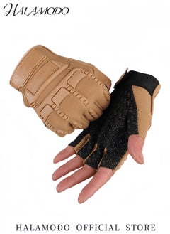 HALAMODO Men's Gloves Fingerless Knuckle Protective Breathable Lightweight Outdoor Gloves Airsoft Motorcycle Outdoor Costume for Motorcycling, Climbing  - Image 2