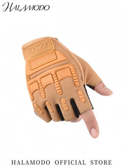 HALAMODO Men's Gloves Fingerless Knuckle Protective Breathable Lightweight Outdoor Gloves Airsoft Motorcycle Outdoor Costume for Motorcycling, Climbing  - Image 3
