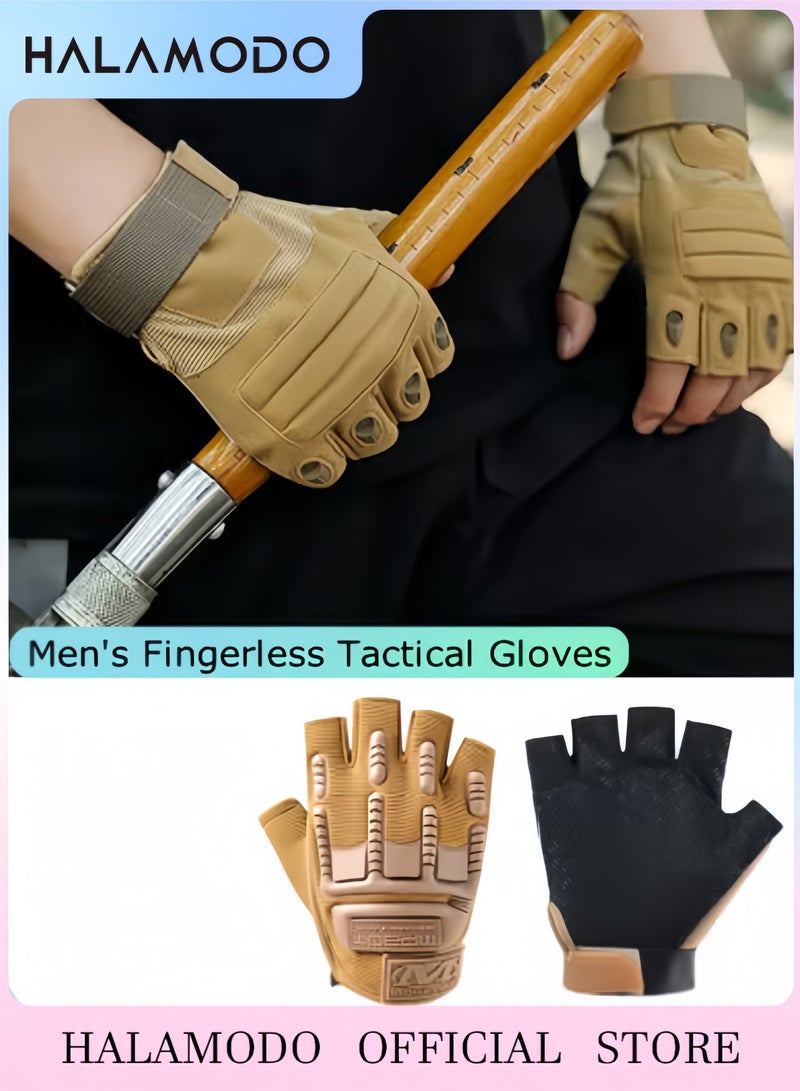 HALAMODO Men's Gloves Fingerless Knuckle Protective Breathable Lightweight Outdoor Gloves Motorcycle Outdoor Costume for Motorcycling, Climbing - Image 1
