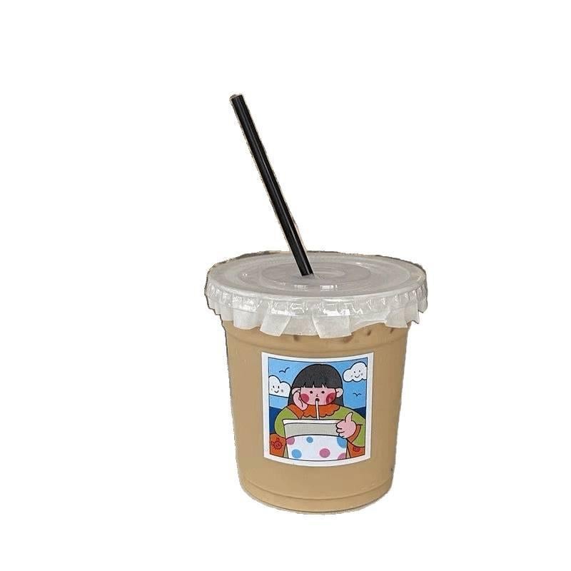كوب قهوة للسفر بغطاء بشفاط وغطاء مانع للتسرب، 350 ml باللون الأسود مع غطاء بقشة للمكتب للرحلات اليومية - Image 5