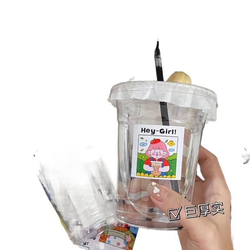 كوب قهوة للسفر بغطاء بشفاط وغطاء مانع للتسرب، 350 ml باللون الأسود مع غطاء بقشة للمكتب للرحلات اليومية - Image 1