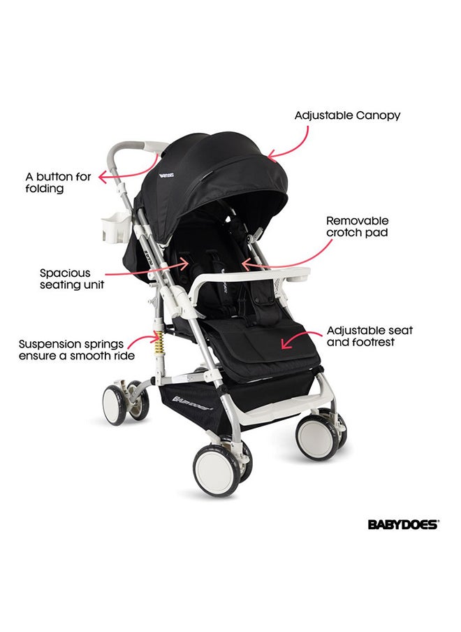 BABYDOES Baby Stroller OLLA R With Reversible Handle 5-Point Harness Easy One-Hand Fold 0 To 4 Year Up To 20 Kg Black  - Image 3