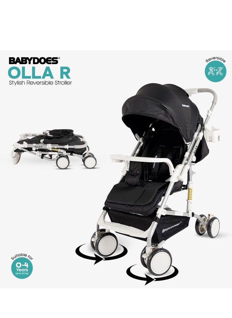 BABYDOES Baby Stroller OLLA R With Reversible Handle 5-Point Harness Easy One-Hand Fold 0 To 4 Year Up To 20 Kg Black  - Image 1