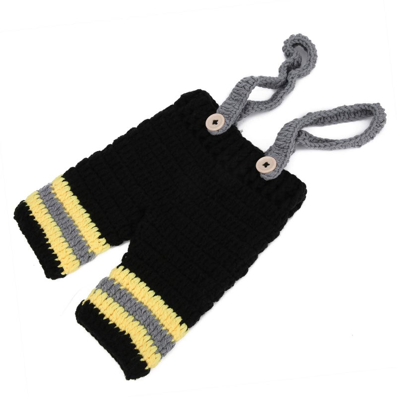 Newborn Fireman Costume Knitted Hat Pants Photography Prop Outfit - Image 3