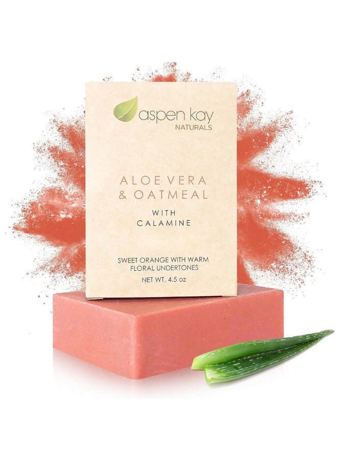 Aspen Kay Naturals - Aspen Kay Naturals Handmade Calamine Soap Bar for Face & Body - Organic Aloe Vera & Colloidal Oats - Natural Soap with Organic Skin Loving Oil - Gentle Soap - Made in the USA 4.5 oz - Image 1