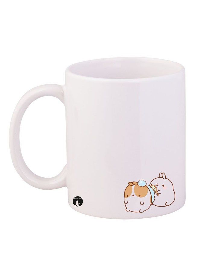 RKN Rabbit Printed Mug White/Brown 12ounce - Image 1
