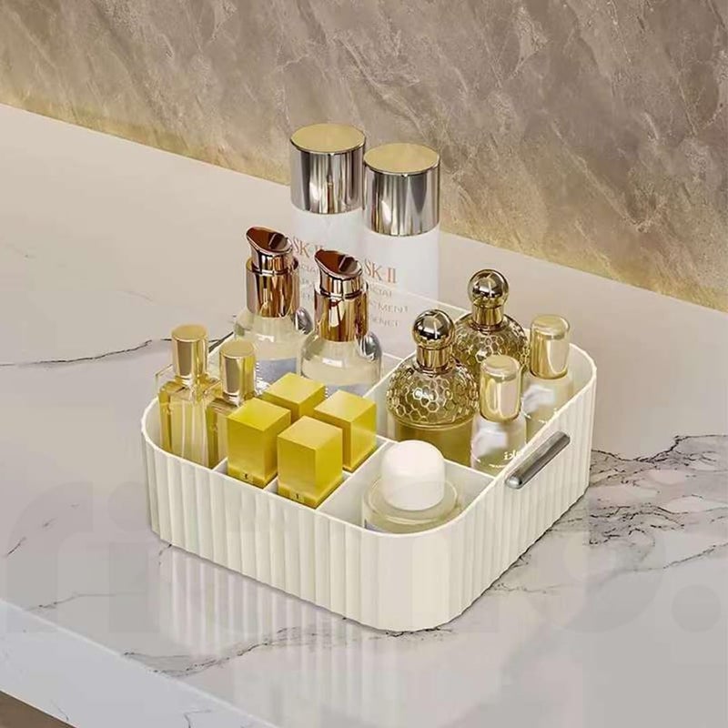 Ritmo صينية تنظيم المكياج ريتمو، صندوق عرض مستحضرات التجميل، حامل تخزين القرطاسية المكتبية، وحدة تخزين على السطح، صندوق مكياج للنساء، صينية تنظيم المكياج (9 أقسام) - Image 1