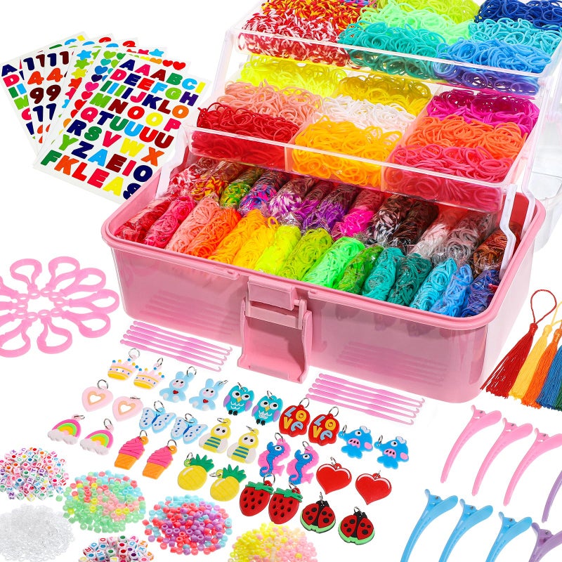 obeoby 17500 Rubber Band Bracelet Kit with 3 Layer Transparent Container Bracelet Kit Making Refill Kit Gifts for Daughter - Image 2