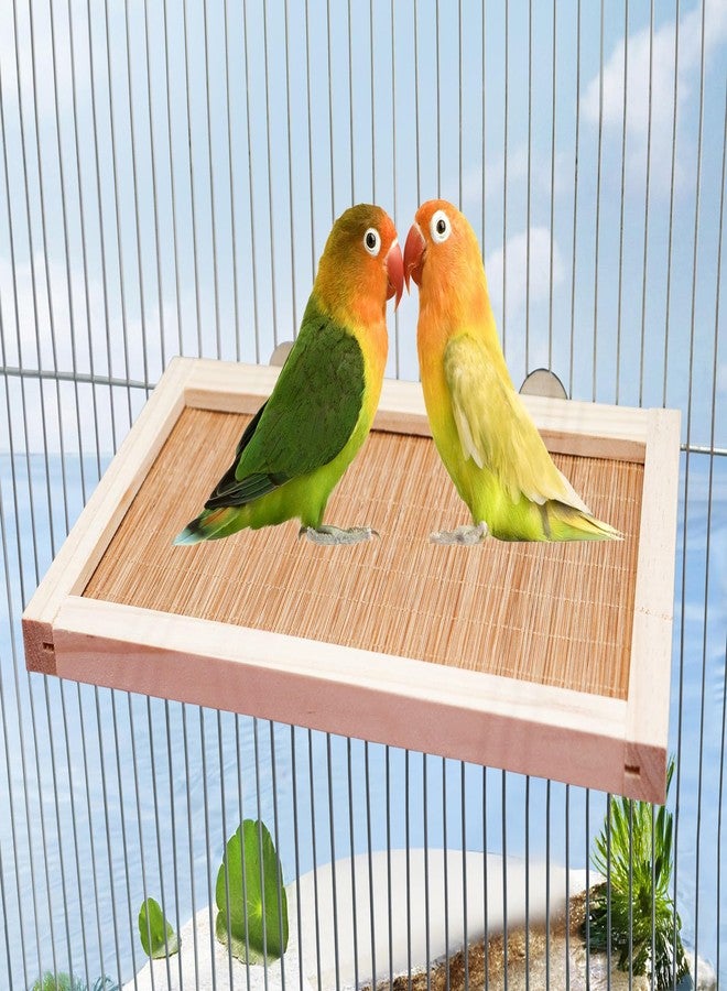 Neeenn 11.8×7.1 Inches Bird Perch Stand Platform, Natural Wooden and Bamboo Small Animals Cage Accessories, Suitable for Parrot Parakeet Cockatiel Rat Hamster Guinea Pig Conure Chinchillas - Image 3