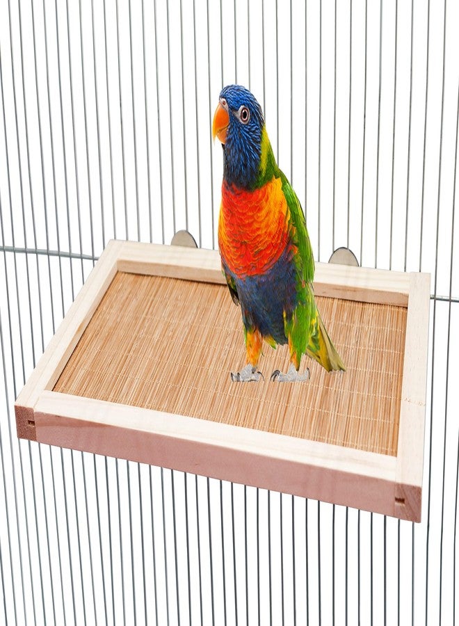 Neeenn 11.8×7.1 Inches Bird Perch Stand Platform, Natural Wooden and Bamboo Small Animals Cage Accessories, Suitable for Parrot Parakeet Cockatiel Rat Hamster Guinea Pig Conure Chinchillas - Image 1
