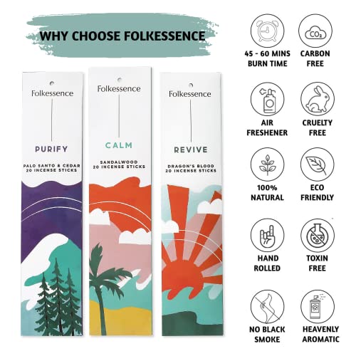 Folkulture Incense Sticks | Set of 6 (120 Non Toxic Insence-Sticks) for Manifesting with 45 Mins Burn Time | Frankincense, Coffee, Aqua Breeze, Mint and Basil, Lavender, Organic Inscents-Sticks - Image 3