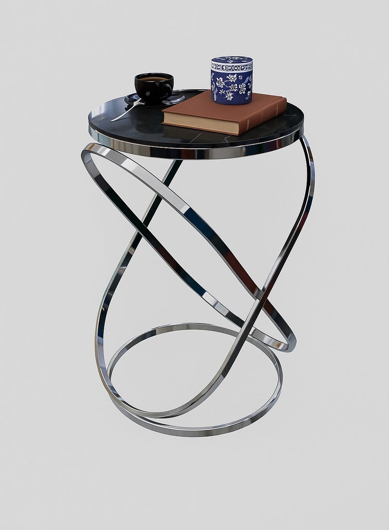 الماسة للأثاث المعدني  طاولة جانبية فاخرة من Masa Furniture بتصميم معدني عصري وقاعدة متشابكة – سطح زجاجي أنيق مثالي لغرف المعيشة والمكاتب 