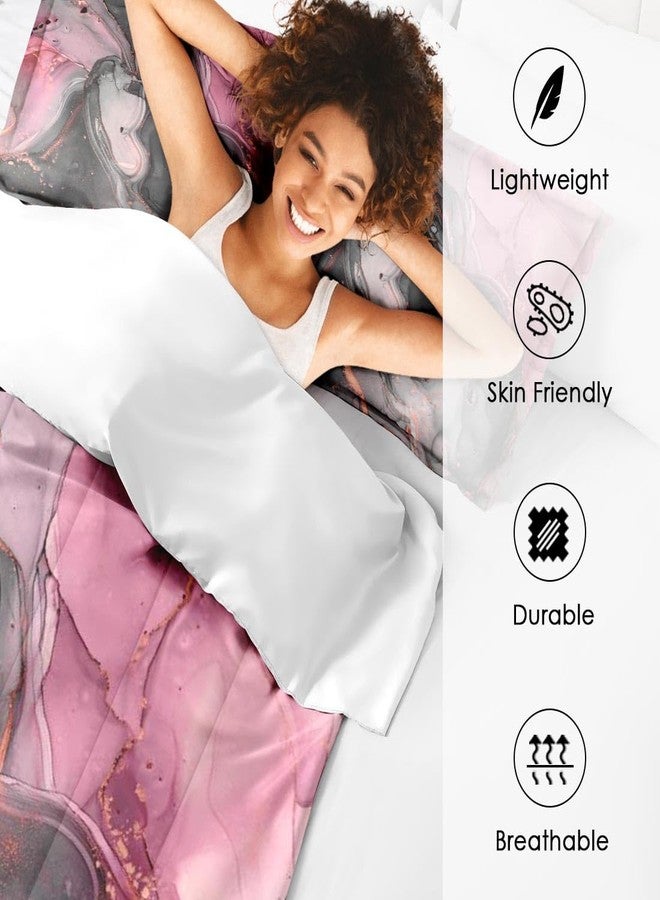 Nesphy Gray Pink Marble Comforter Set Queen Size, Natural Luxury Golden Abstract Soft Bedding Set with 2 Pillowcases for Adults Bedroom Bed Decor - Image 4