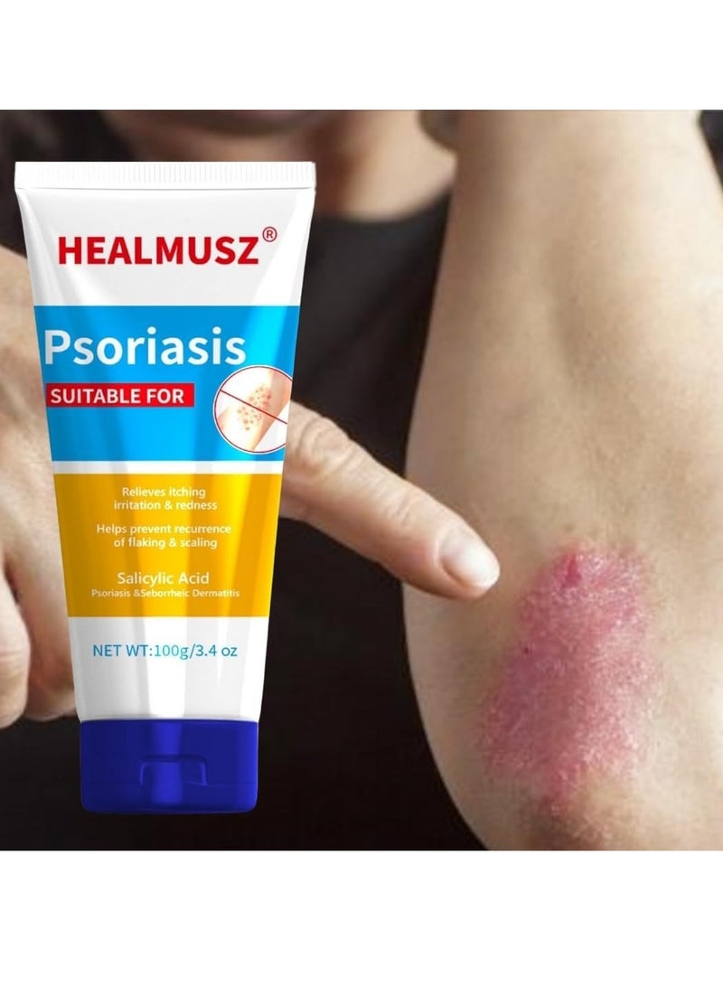 HEALMUSZ كريم الصدفية العشبي 100 جرام كريم الصدفية المضاد للبكتيريا مع مكونات عشبية لتخفيف حكة الجلد الناتجة عن الصدفية ومنع العدوى الفطرية وكريم علاج الصدفية - Image 4