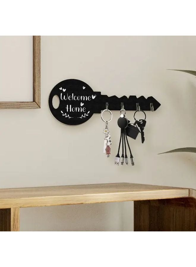 Black Metal Key Holder Wall Mounted with Hooks Space Saving Organizer for Entryway Kitchen Office - Image 3