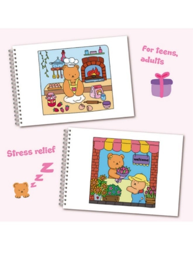 Cute Bear Coloring Book Stickers Set Laser Flash Film Coil Children's Coloring Book - Image 3