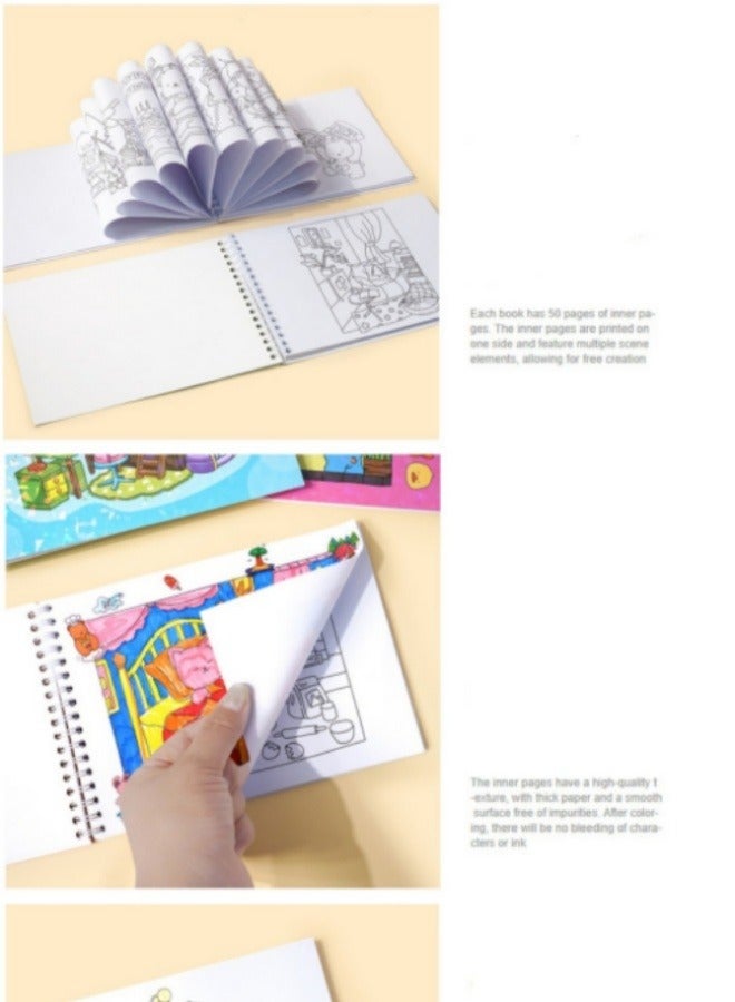 Cute Bear Coloring Book Stickers Set Laser Flash Film Coil Children's Coloring Book - Image 4