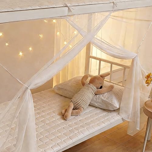 Comtelek Canopy Bed Curtains 4 Corners Mosquito Net Mosquiteros para Camas Bed Canopies Netting Bed Drapes Rectangular Mosquito Mesh for Patio Gothic Outdoor Travel Home Decor（L75 X W35 X H63,1 Opening, White） - Image 3